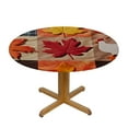 thumbnail image 3 of HAOXIT Turkey Thanksgiving Round Tablecloth, Fall Leaves and Pumpkins Table Cloth , Waterproof and Washable Table Cover for Holiday Dinner Party Decoration Indoor and Outdoor Use 54-58, 3 of 8