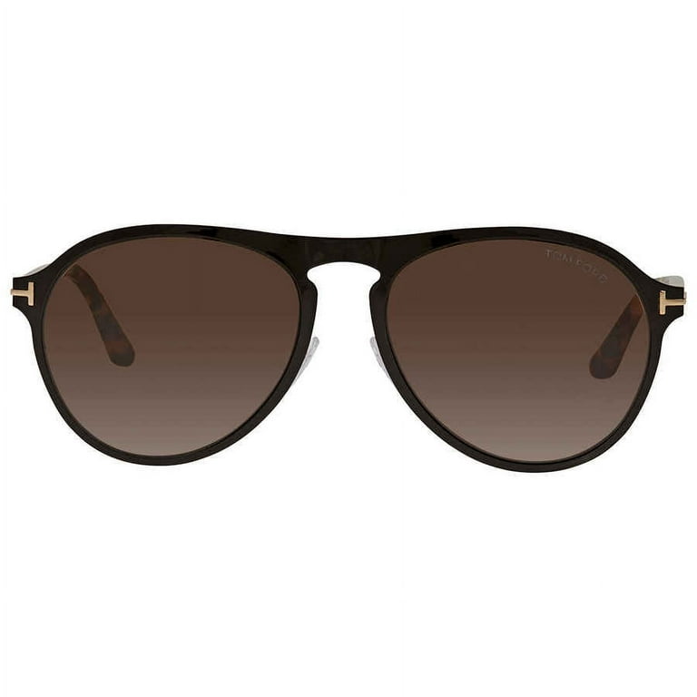 Tom Ford Bradbury Black Brown Aviator Sunglasses FT0525 01E