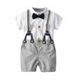 thumbnail image 1 of Conjunto de ropa de mameluco para bebé con sombrero de lazo, traje de verano a rayas para caballero con lazo, conjunto de mono para niño pequeño, ropa infantil para niño Tan Jianjun unisex, 1 of 2