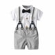 thumbnail image 1 of Conjunto de ropa de mameluco para bebé con sombrero de lazo, traje de verano a rayas para caballero con lazo, conjunto de mono para niño pequeño, ropa infantil para niño Tan Jianjun unisex, 1 of 2