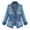 Blue, variant on Herrnalise Plus Size Casual Womens Ladies Oversize Jeans Chain Jacket Pocket Coat Blue 5XL