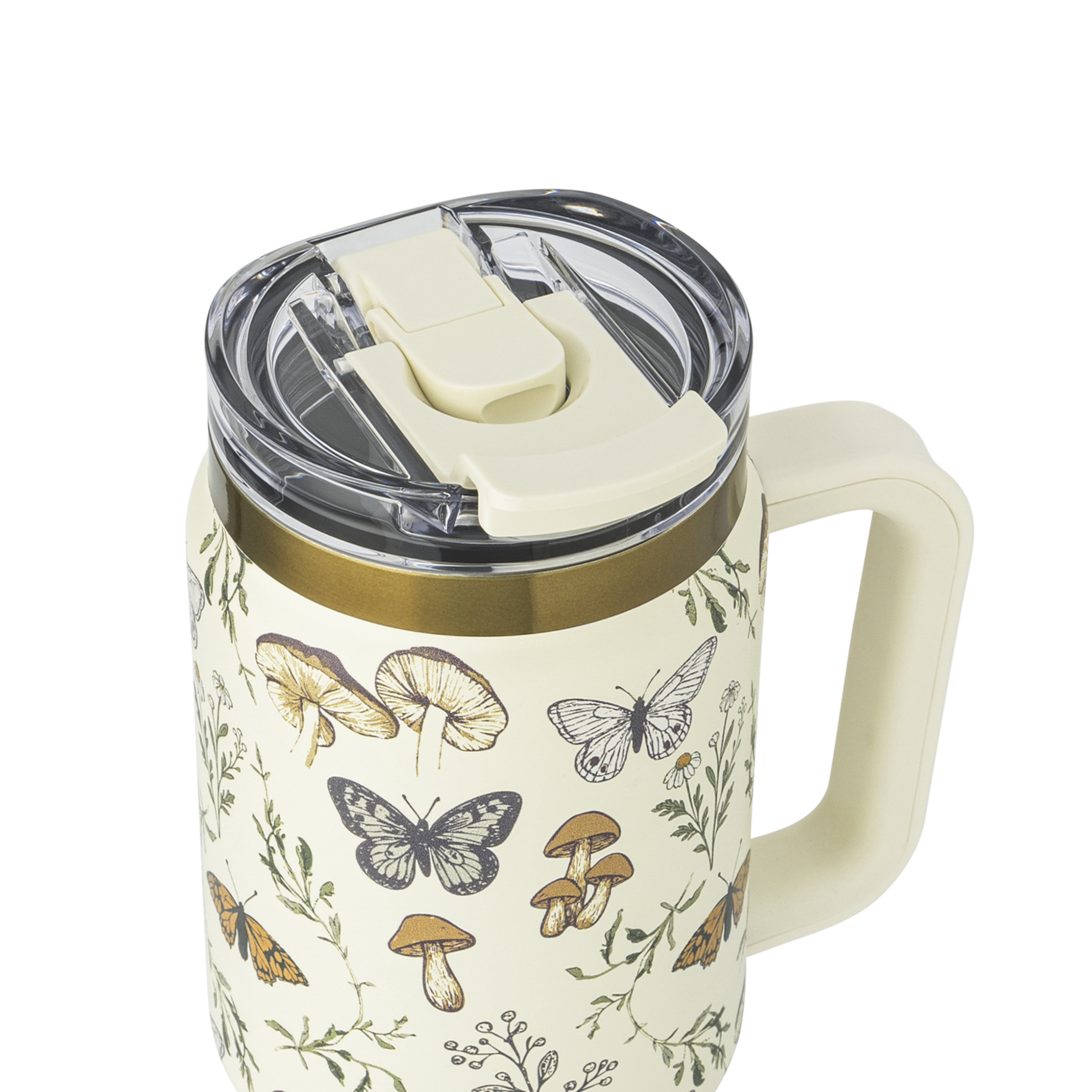 Thyme & Table 32oz Stainless Steel Luna Tumbler with Handle and Dual Straw Lid, Autumn