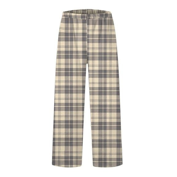 DHFJKG Womens Pajama Pants Soft Flannel Plaid Sleepwear Bottoms Comfortable Loungewear Pj Pants Elastic Waist Loose Fit Trousers