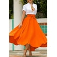 thumbnail image 3 of Womens High Waist Flared Pleated Long Dress Gypsy Maxi Belted Skirt Full Length, 3 of 6