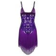 thumbnail image 2 of TSSOE Womens Shiny Sequins Spaghetti Straps Rhythm Latin Samba Rumba Tango Dance Dress Fringe Party Purple One_Size, 2 of 6
