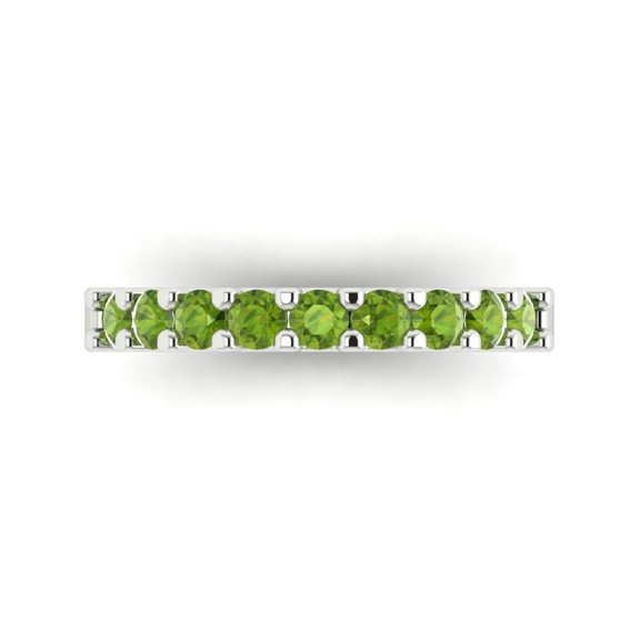 0.63 ctw Wedding Band for Women - 18K White Gold Natural Peridot Stackable Eternity Ring