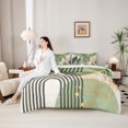 thumbnail image 4 of Castle Fairy Boho Tropical Leaf Bedding Comforter Set 7 Pieces for Teens, Geometric Art Full Bedding Set for Bedroom, Green Gold, 4 of 7