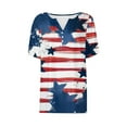 thumbnail image 4 of Red White and Blue Blouse for Women American Flag Shirts for Women Red White and Blue Womens Shirts Memorial Day Shirts Ladies Independence Day Printed Button V-Neck Top Shirt, 4 of 5