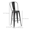 thumbnail image 3 of HOMCOM Set of 4 Bar Stools Industrial Removable Back Metal Frame Black, 3 of 10