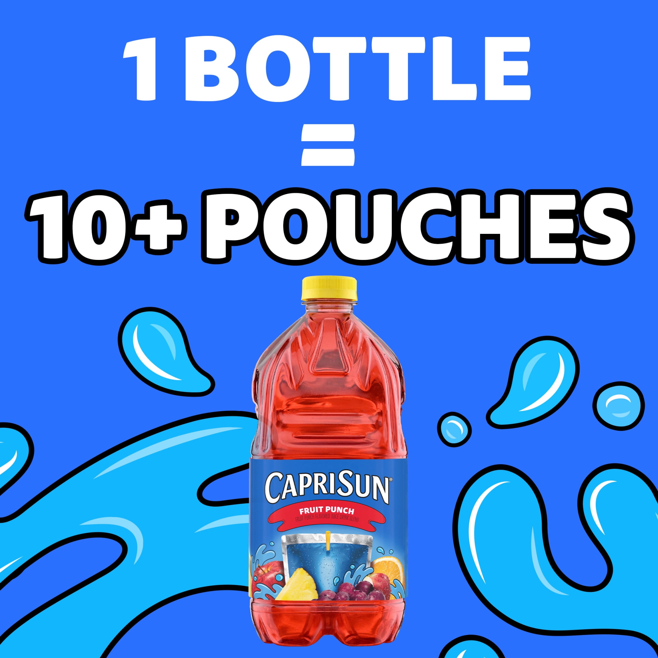 Capri Sun Flavored Juice Drink Blend with Other Natural Flavor, 1 Bottle, for School Lunches and On-the-Go Hydration, Fruit Punch, All Natural Ingredients, 64 oz