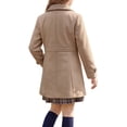 thumbnail image 4 of INSPIRE CHIC Girls' Halloween Winter Pea Coat Classic Lapel Collar Lightweight Warm Overcoat with Pockets for School & Parties 9-10 Years Khaki, 4 of 5