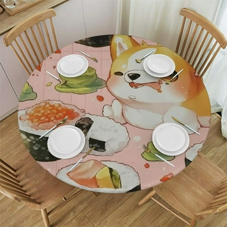 

BCIIG Cute Corgi Round Tablecloth Stain Resistant & Washable Indoor Outdoor Kitchen Dining Wedding Party Decor 100% Polyester Fabric Waterproof for Picnic Camping 42 -46