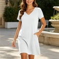 thumbnail image 3 of YuXingFu formal Dresses for Women Mini V-Neck Plus Size Womens Dress Short Sleeve A Line Casual Summer White S, 3 of 8
