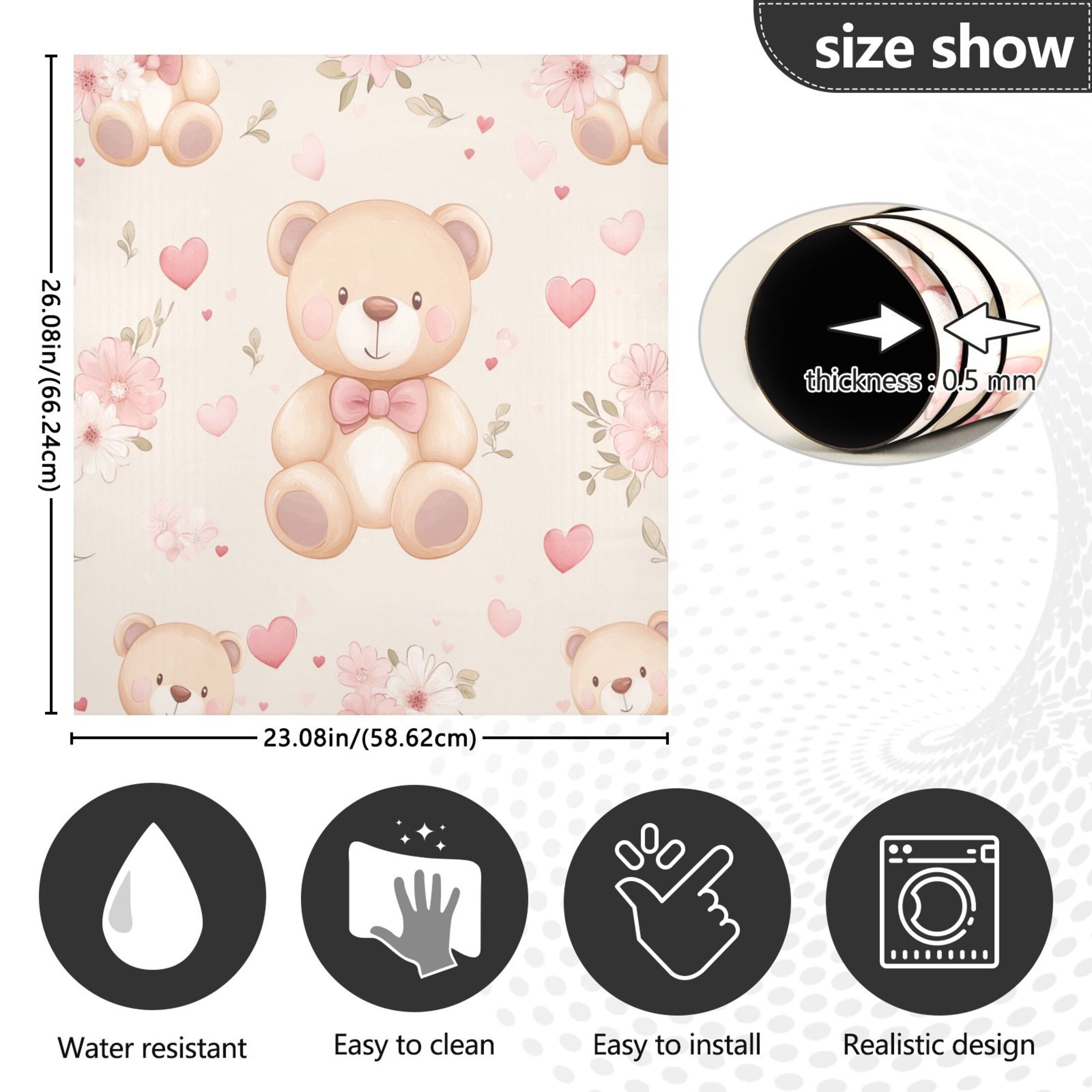 Dishwasher Magnetic Sticker 23x26 Inch Refrigerator Magnetic Sticker Washing Machine Magnetic Sticker Kitchen Panel Magnetic Sticker Home Decor Cool Little Bear