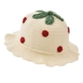 thumbnail image 4 of Tigivemen Cute Sun Hat for Toddler Girls Knitted Strawberry Bucket Hats Wide Brim Crochet Sunhats Baby Girl Gifts White Size 1-4 Years, 4 of 6