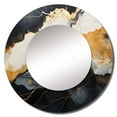 thumbnail image 2 of Designart "Minimalism Chrome White And Black Potteries" Abstract Spirals Round Mirror Wall Decor Modern - Large White Round Office Mirror - Round Mirror - 29" x 29", 2 of 6
