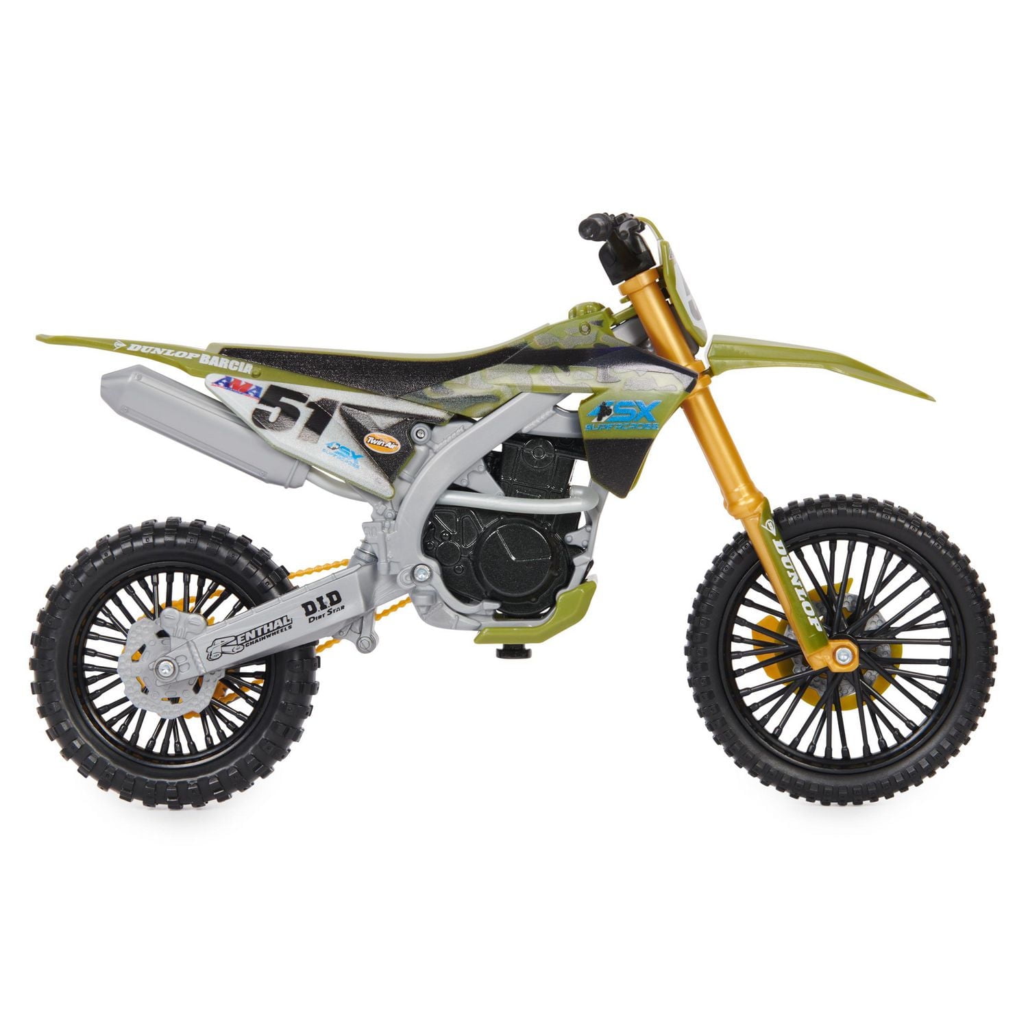 Supercross, Authentic Justin Barcia 1:10 Scale Collector Die-Cast Toy Motorcycle Replica with Race Stand, For Collectors and Kids Age 5 and Up