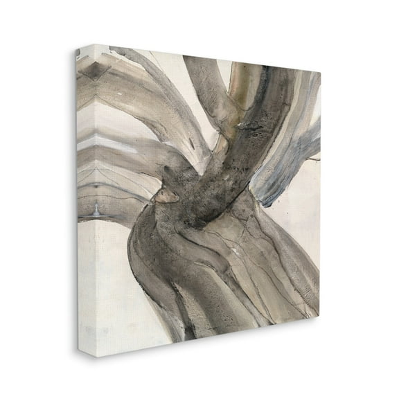 Curved Coastal Driftwood Abstraction Neutral Brown Abstract Gallery-Wrapped Canvas Print Wall Art, 17x17