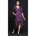 thumbnail image 4 of Bimba Robe Mi-Longue Classique en Coton Purple Blossom & Paradise Whydah Bird Imprimée à Manches Courtes avec Poches, Coupe Droite Asymétrique - Moyen, 4 of 4