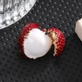 thumbnail image 3 of Broche con diseño moderno de frutas de lichi, rojo y blanco, 3 of 3