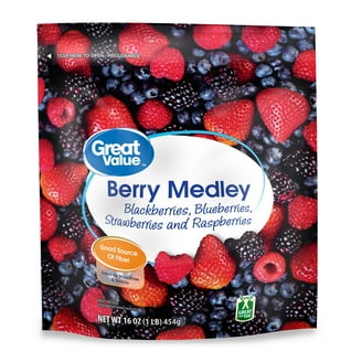 Great Value Organic Triple Berry Blend 10 oz, Frozen Fruit Mix for