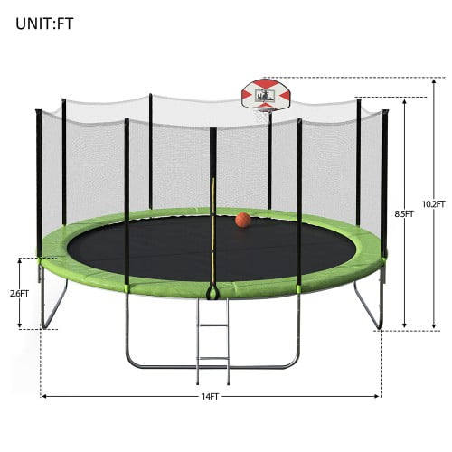 Trampoline For Kids 5 12 14 Feet Trampoline With Basketball Hoop