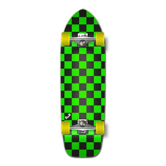 Yocaher Old School Longboard Complete - Checker Green