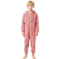 thumbnail image 3 of Weebloom Christmas Kids Hooded Onesie Pajamas Flannel Cozy Fleece Snowflake Print Jumpsuit Romper Winter Holiday Outfit Soft Pjs Loungewear For Boys Girls Pink 9-10 Years, 3 of 6
