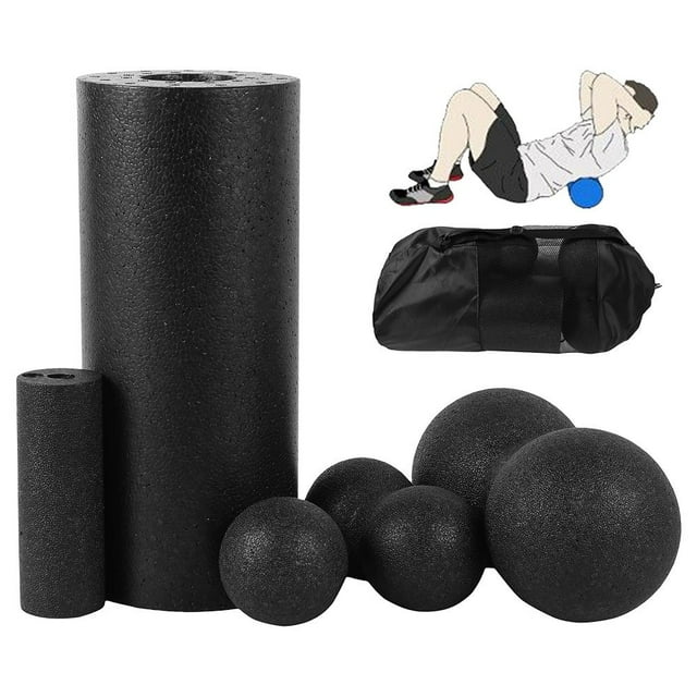 EASTIN Ensemble de Rouleaux en Mousse - Ensemble de Rouleaux Musculaires avec Bâton de Massage Balle de Massage Rouleau Masseur Haute Densité avec Sac