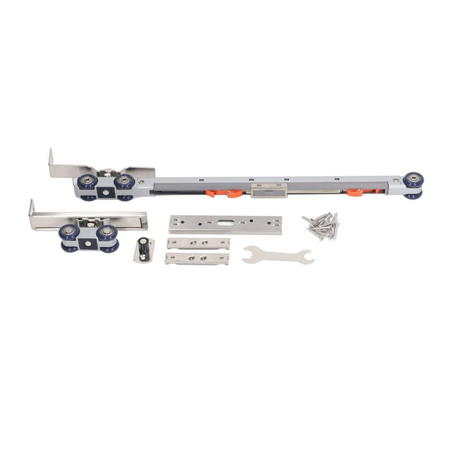 1 Ensemble de Rouleaux Suspendus à Double Sens à 4 Roues - Kit de Poulie de Porte Coulissante Silencieux avec Roulements à Rainure Profonde Stable, Acier Plaqué Multi-Couches Résistant à la Rouille, Inserts en L à Installation Rapide