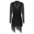thumbnail image 3 of iiniim Women's V Neck Long Sleeve Fringe Latin Dance Tango Waltz Cocktail Party Dress Black XL, 3 of 7