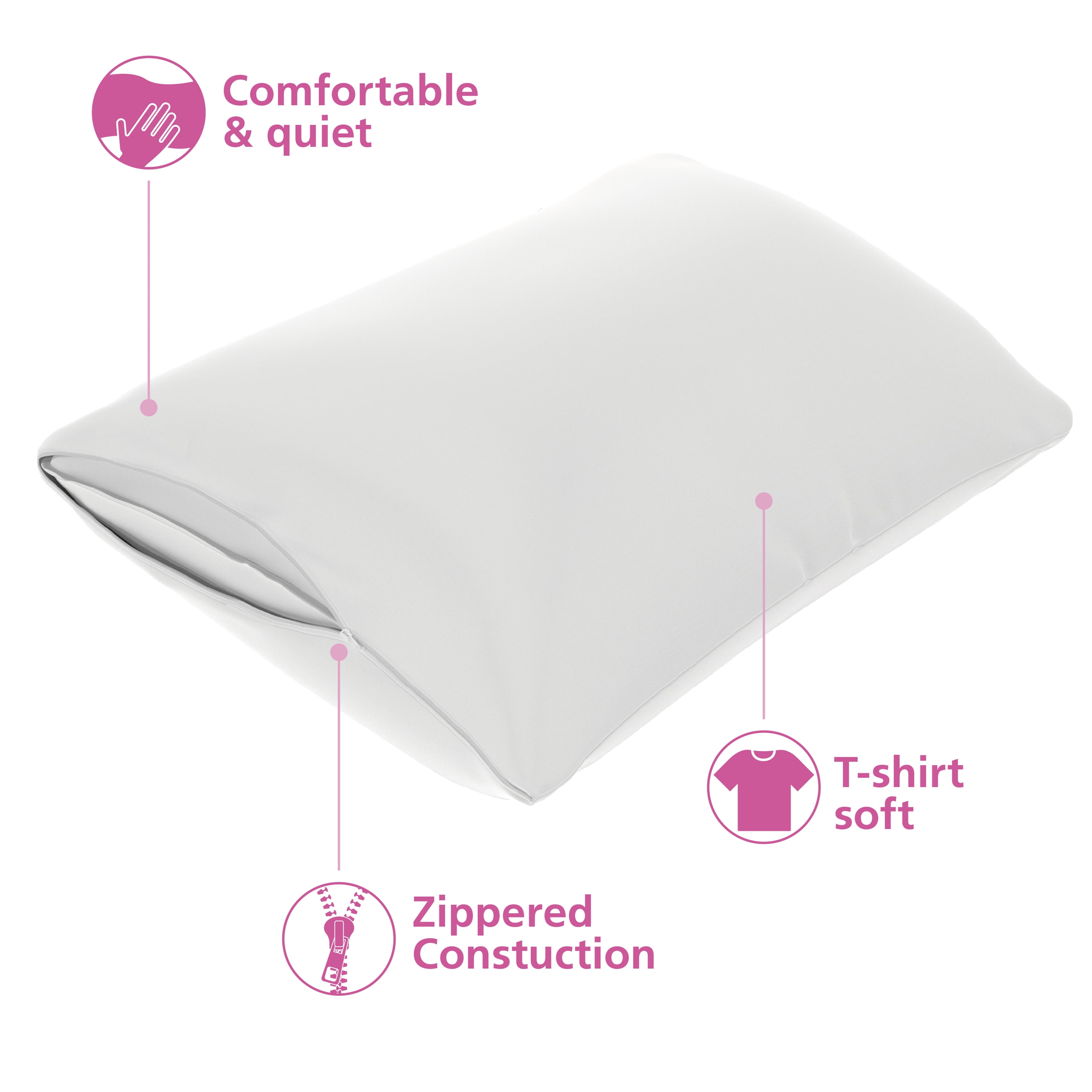 Mainstays Jersey Soft Bed Pillow Cover Protector, King Dur