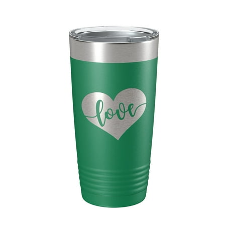 

Love Tumbler Valentine s Day Heart Travel Mug Insulated Laser Engraved Coffee Cup 20 oz Green