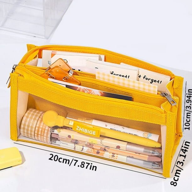 Bolsa de lápices de gran capacidad de seis capas, suministros de papelería, estuche transparente estético para bolígrafos, bolsa para lápices con cremallera para niñas, suministros escolares