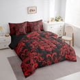 thumbnail image 3 of jejeloiu Rustic Dragonfly 7-Piece Twin Bedding Sets,Vintage Bohemian Flowers Bedding Comforter Set,Red Damask Floral Sheet Sets For Adults,Ultra Soft Home Decor Reversible, 3 of 8