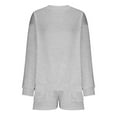 thumbnail image 3 of FAIWAD Womens 2 Piece Sweater Outfits Casual Long Sleeve Drop Shoulder Button Down Tops with Short Pants Sets (X-Large, Gray2), 3 of 4