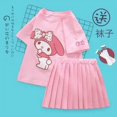 thumbnail image 1 of Kuromi-Falda plisada de manga corta Y2K Sanrios, traje bonito de Anime Kawaii para estudiantes, holgado, informal, suave, cómodo, femenino gym unisex, 1 of 2