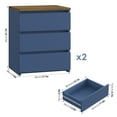 thumbnail image 2 of Homfa 3 Drawers Nightstand Set of 2, Small Sofa Table, Wooden Storage Cabinet for Living Room, Blue Finish, 2 of 8