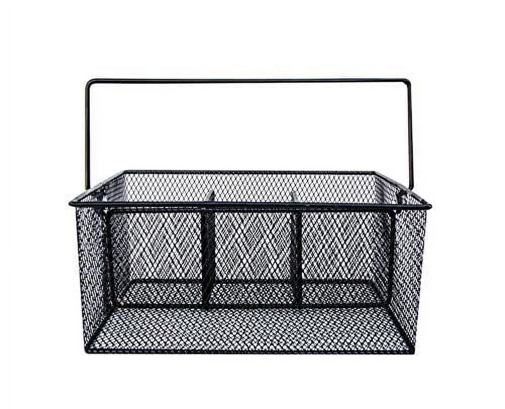 Maypes Outdoor Utensil Caddy for Party, Silverware Holder, Buffet Organizer, Stainless Steel, Black