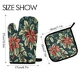 thumbnail image 2 of Yayeee Oven Mitts and Pot Holder Set of 2 Heat Resistant Kitchen Gloves Baking Hot Pad, Retro Christmas Poinsettia, 2 of 5