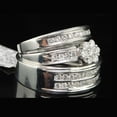 thumbnail image 3 of TAAPSEE JEWELS Flower Wedding His & Her Trio Ring Set 14K White Gold Plated Cubic Zirconia Round Cut, 3 of 6