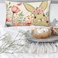 thumbnail image 3 of Easter Bunny Floral Wreath Pillow Covers Cute Pink Easter Spring Decorations 12x20 Inch Oblong Throw Waist Lumbar Cushion Case Botanical Garden Rabbit Decor Pillowcase for Sofa Couch, 3 of 6
