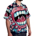 thumbnail image 2 of Tiny teeth Men's Spread Collar Poplin Beach Shirts - Casual Printed Button Down Short Sleeve Summer Tops for Unisex, 2 of 6