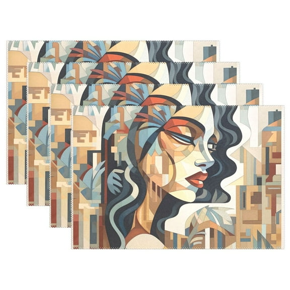 Women in Brown 12×18 inch Placemats Heat Resistant Washable Foldable Rectangular Placemats Set Decoration Indoor Outdoor for Kitchen Dining Table 1PC