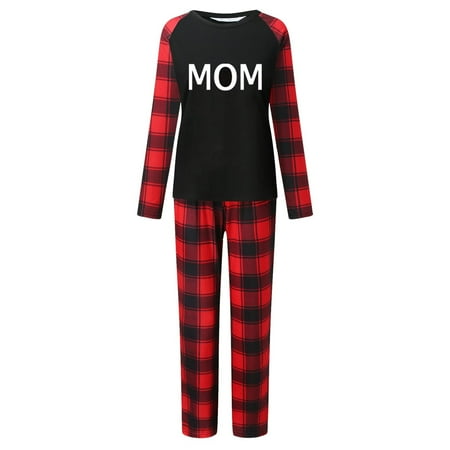 

Nomeni Mommy Fashion Christmas Pjs Plaid Print Long Sleeve T Shirt Top And Pants Xmas Sleepwear Holiday Family Matching Pajamas Outfit