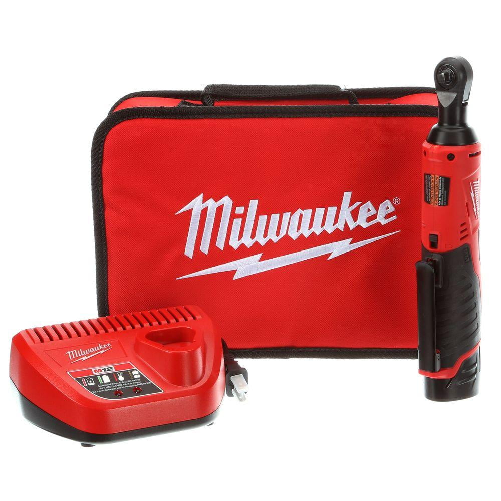 MILWAUKEE M12 Cordless 1/4" Ratchet Kit 12-Volt Lithium-Ion Electric Wrench Tool 