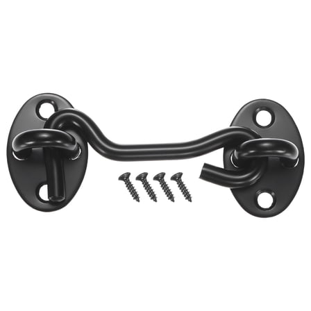 Uxcell 1-Pack Hook and Eye Latch for Door 3 Inch 201 Stainless Steel Hook and Eye Gate Latch for Gate/Window/Cabinet Black