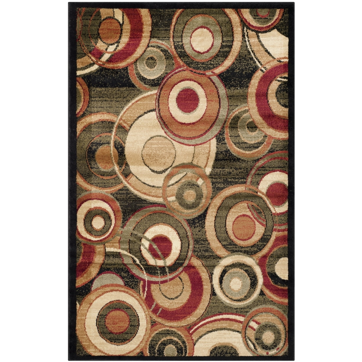 SAFAVIEH Lyndhurst Josh Geometric Circles Runner Rug, Black/Multi, 2'3" x 12'