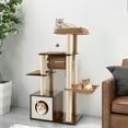 thumbnail image 2 of Gymax Cat Tree Tower Multi-level Activity Center Furniture w/ Condo & Swing Tunnel Brown, 2 of 10