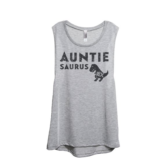 Thread Tank Auntiesaurus Rex Women's Sleeveless Muscle Tank Top Sport Grey Small
